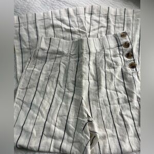 GAP Cream White Pinstripe Wide Leg Jumpsuit